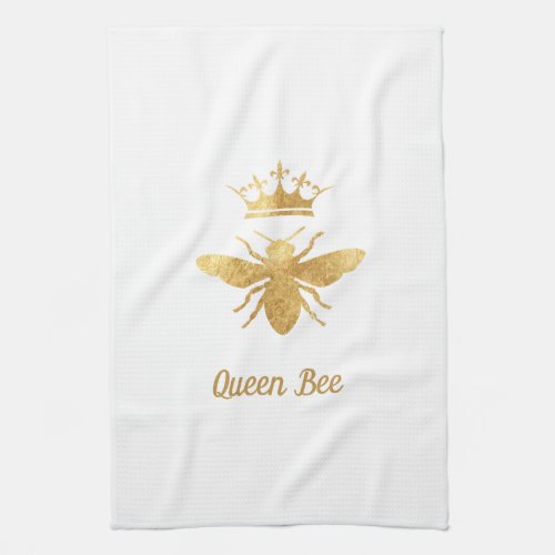 faux foil queen bee kitchen towel