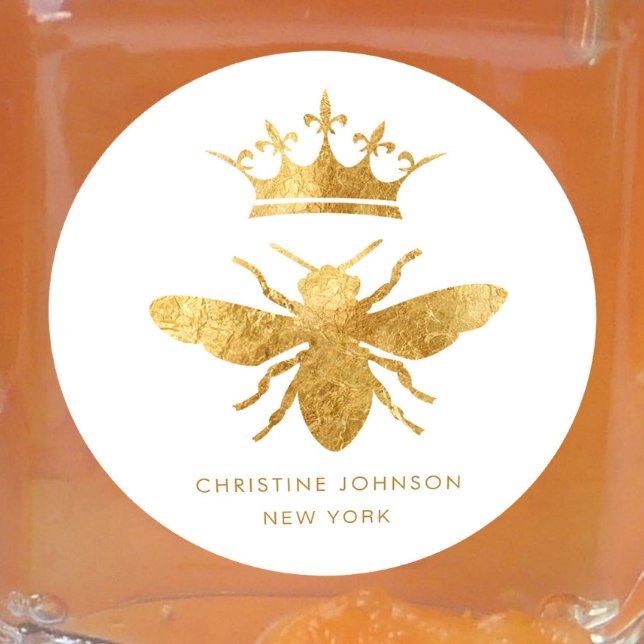 faux foil queen bee logo classic round sticker (Creator Uploaded)