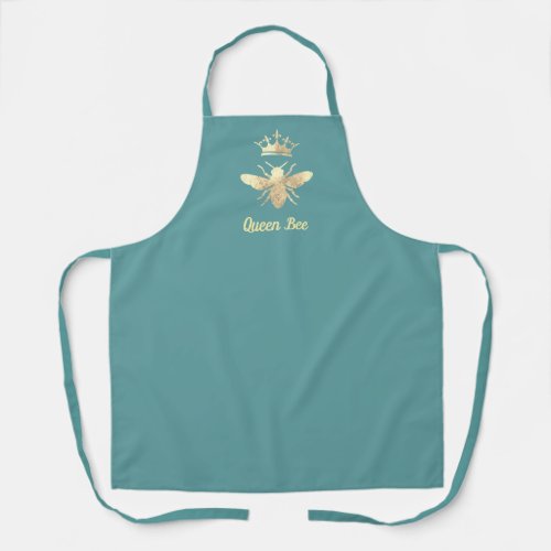 faux foil queen bee logo on any color apron