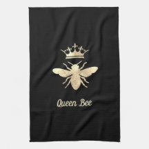 faux foil queen bee on black