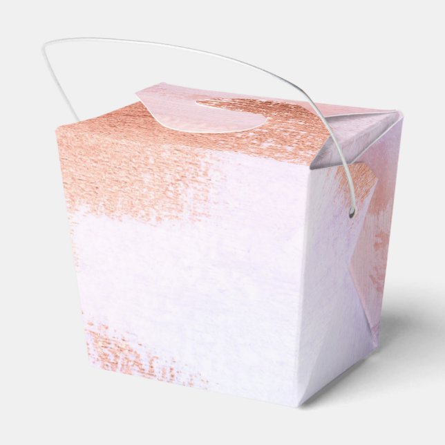 Faux Foil Rose Gold and Serenity Paint Texture Favor Boxes (Back Side)