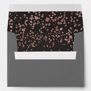 Faux Foil Rose Gold Glitter & Gray Classy Envelope