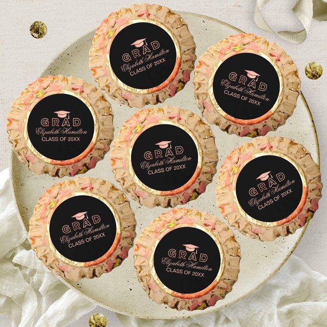 Faux Foil Rose Gold Graduation Cap Elegant Reese's Peanut Butter Cups (Creator Uploaded)