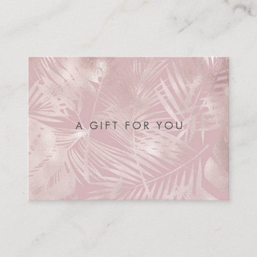 faux foil rose gold tropical gift certificate
