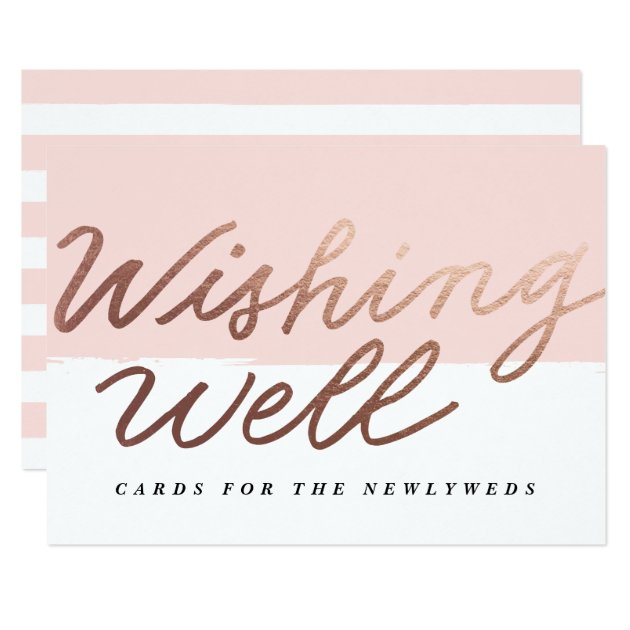 Faux Foil Scripted Wishing Well Wedding Signage Card