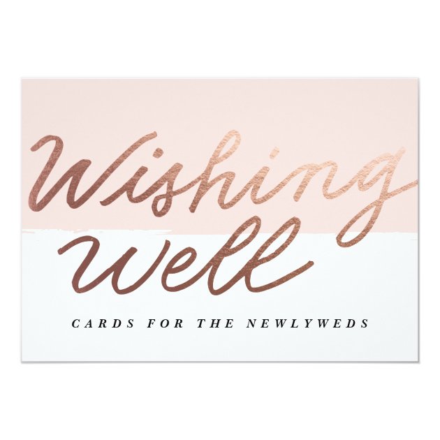 Faux Foil Scripted Wishing Well Wedding Signage Card