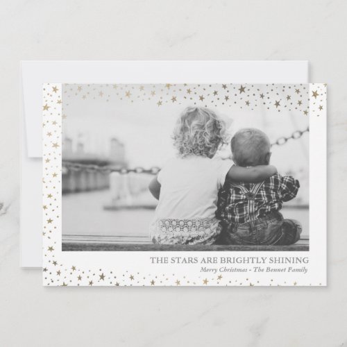 Faux Foil Stars Are Brightly Shining Holiday Card