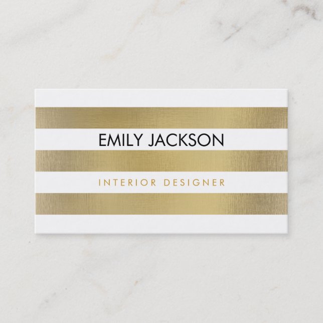 Faux Foil Stripes Business Card (Front)