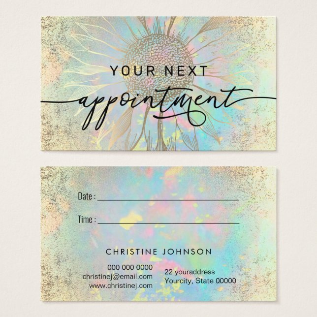  faux foil sunflower appointment card (Front & Back)
