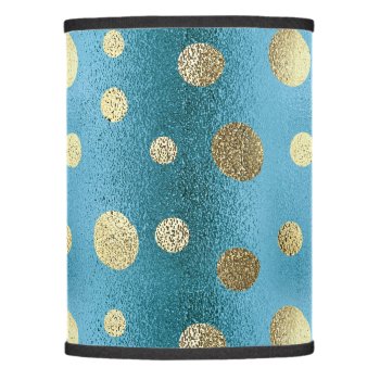Faux Foil Turquoise & Gold Polka Dots Lamp Shade by kye_designs at Zazzle