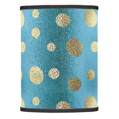 Faux Foil Turquoise  Gold Polka Dots Lamp Shade