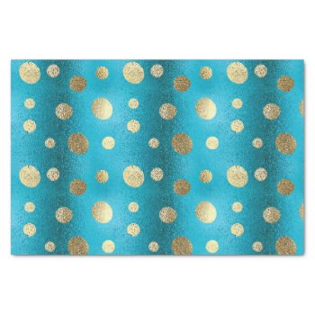 Faux Foil Turquoise & Gold Polka Dots Tissue Paper by kye_designs at Zazzle