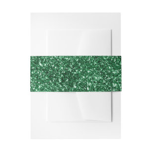 Faux Forest Green Glitter Invitation Belly Band
