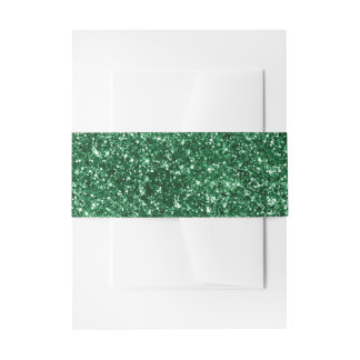 Faux Forest Green Glitter Invitation Belly Band