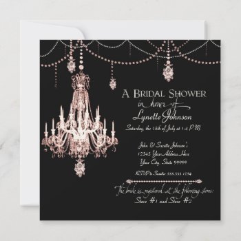Faux French Crystal Chandelier Draped Pearls Party Invitation by ModernStylePaperie at Zazzle