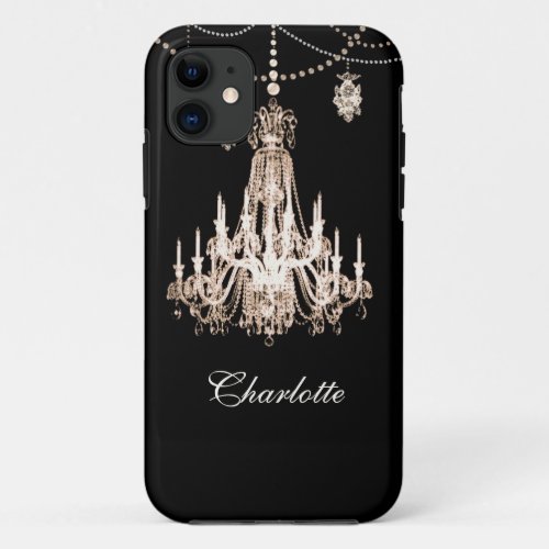 FAUX French Crystal Chandelier Personalized Name iPhone 11 Case