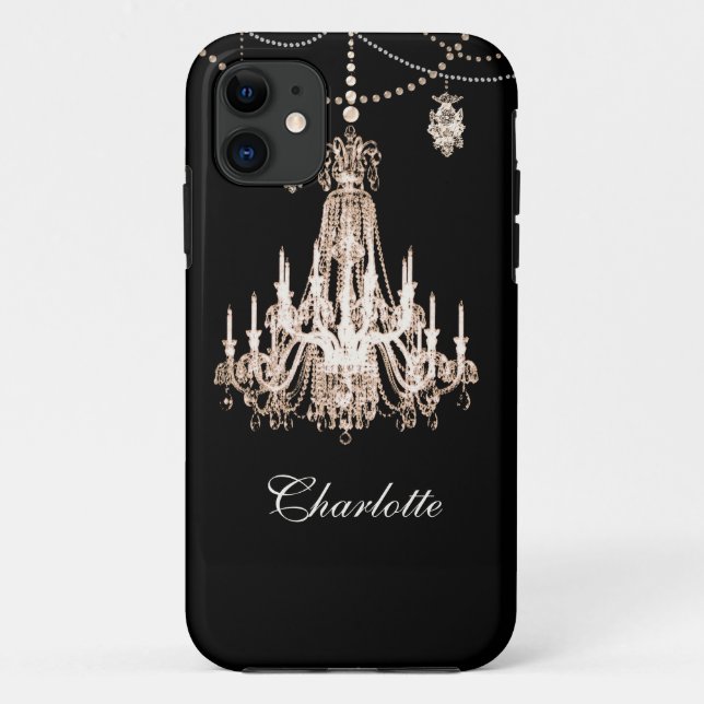 FAUX French Crystal Chandelier Personalized Name Case-Mate iPhone Case (Back)