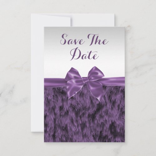 Faux Fur  Purple Bow Birthday Save The Date