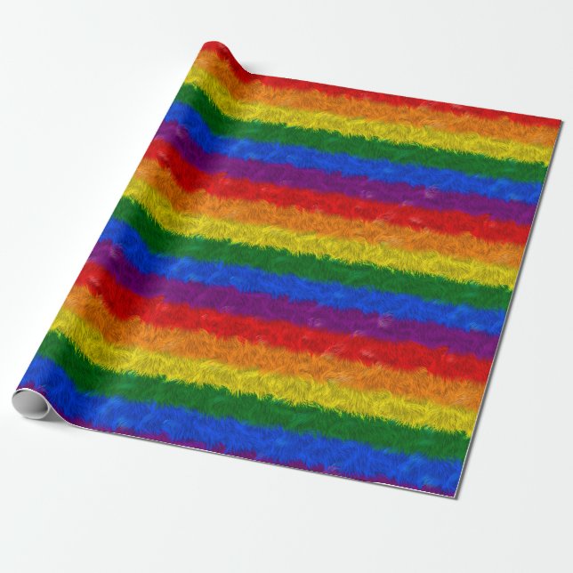 Faux Fur Rainbow Wrapping Paper (Unrolled)