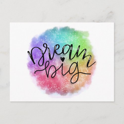 Faux Galaxy Watercolor Rainbow Dream Big Postcard