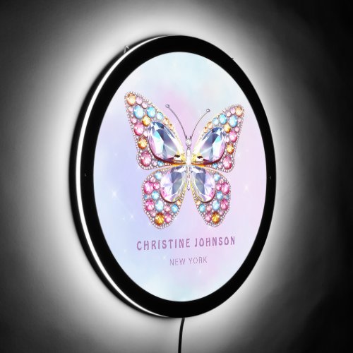 faux gems butterfly logo LED sign