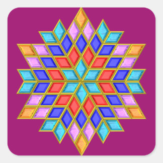 Faux Gemstone Star Quilt Square Sticker