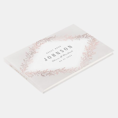 Faux gilded rose gold botanical elegant wedding guest book