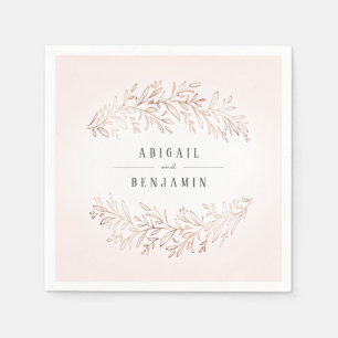 Faux gilded rose gold botanical elegant wedding na napkins
