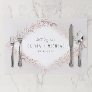 Faux gilded rose gold botanical elegant wedding paper placemat