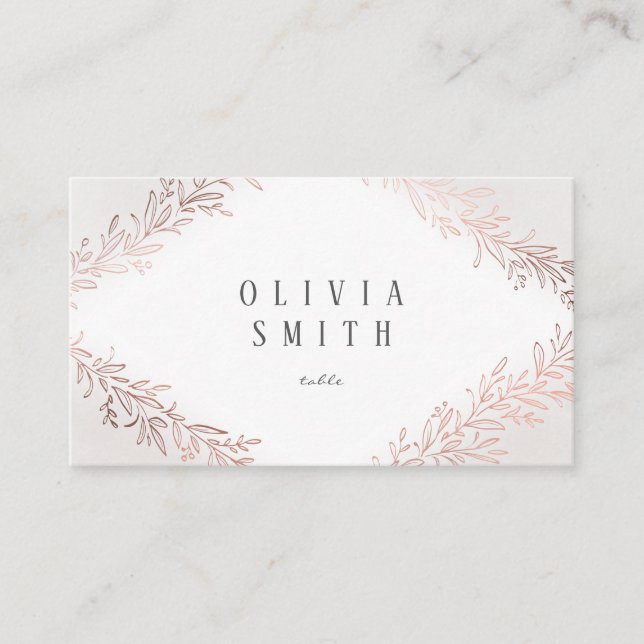 Faux gilded rose gold botanical elegant wedding place card (Front)