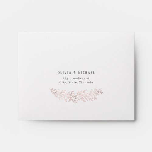 Faux gilded rose gold botanical wedding RSVP Envelope