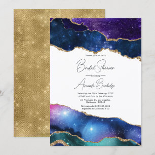 Faux Glitter Agate Cosmic Celestial Bridal Shower Invitation