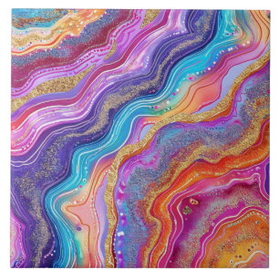 Faux glitter agate pattern ceramic tile