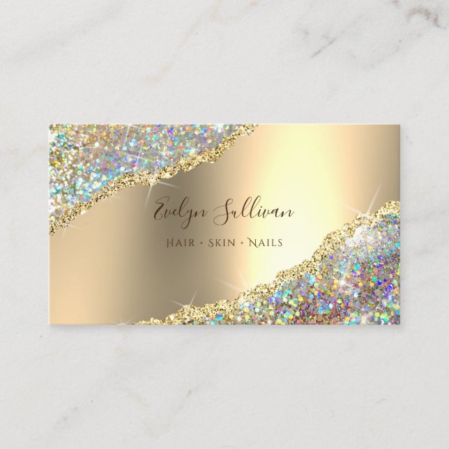 Faux Glitter and Gold Foil Business Card (Front)