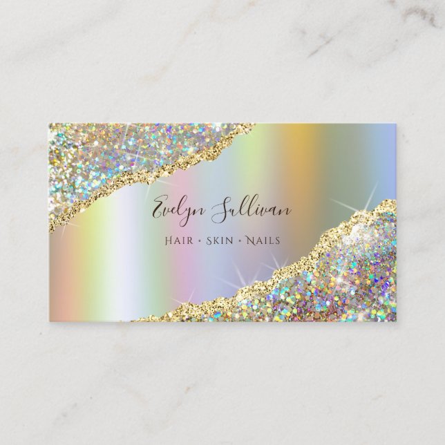 Faux Glitter and Holographic Foil Business Card (Front)