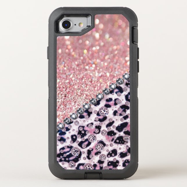 Faux Glitter and Leopard Print Otterbox iPhone Case (Back)