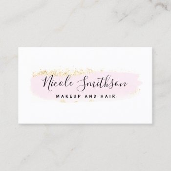 Faux Glitter And Watercolor Brush Stroke Logo Business Card by amoredesign at Zazzle
