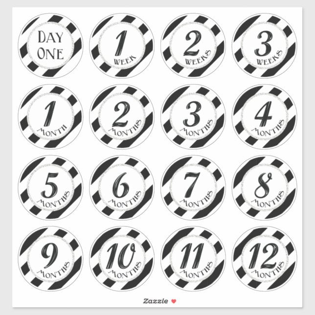 Faux Glitter Baby Milestone Stickers (Sheet)