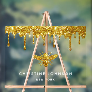 faux glitter bee acrylic sign