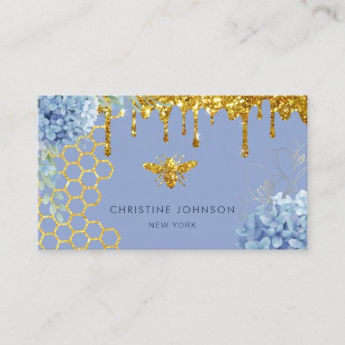 faux glitter bee and flowers Business Card