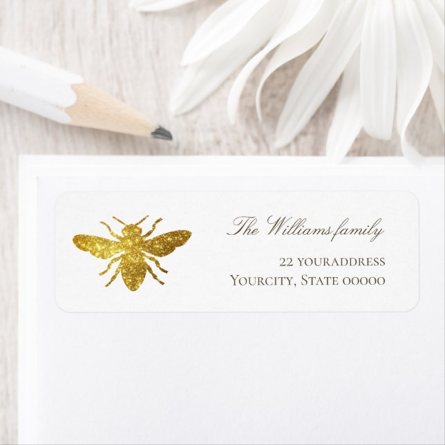 faux glitter bee label (Insitu)