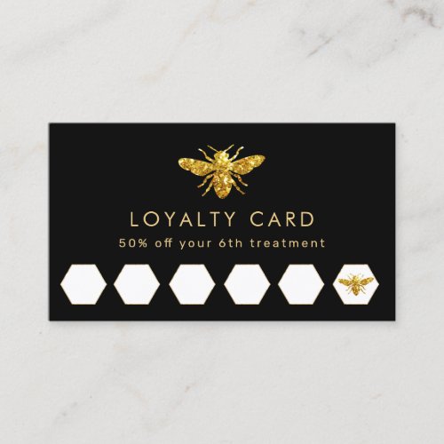 faux glitter bee loyalty card