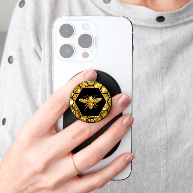 faux glitter bee PopSocket (Hand)