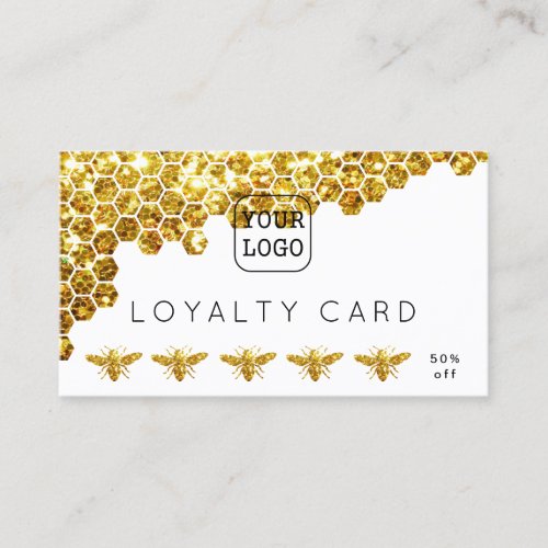 faux glitter bees honeycomb business card