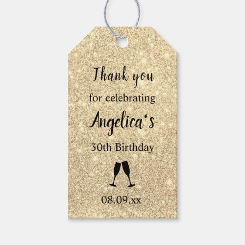 Faux Glitter Birthday Thank You Favor Tags