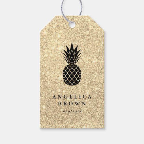 Faux Glitter _ Black Pineapple Gift Tags