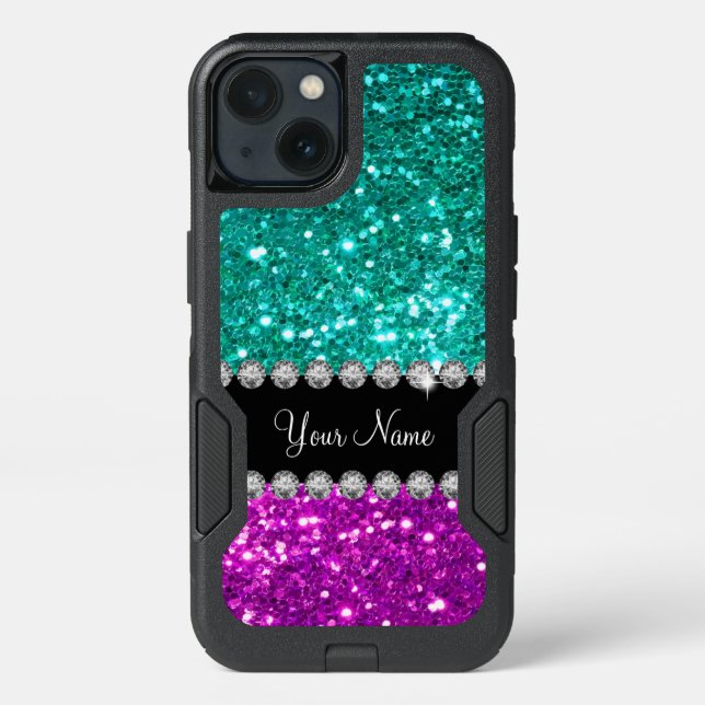 Faux Glitter Bling Monogram Otterbox iPhone Case (Back)