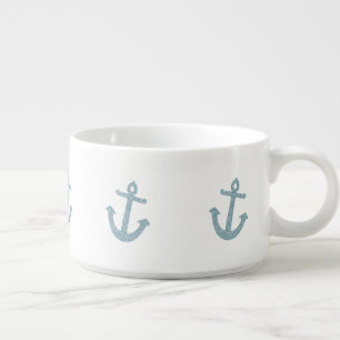 Faux Glitter Blue Anchors Bowl
