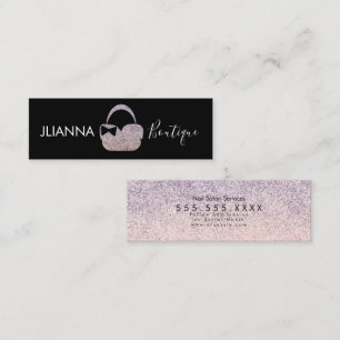 Faux Glitter Boutique Clothing Black White   Mini Business Card
