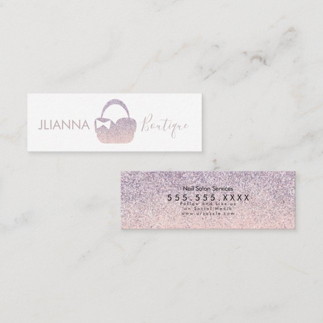 Faux Glitter Boutique  Clothing Purse Logo Mini Business Card (Front/Back)